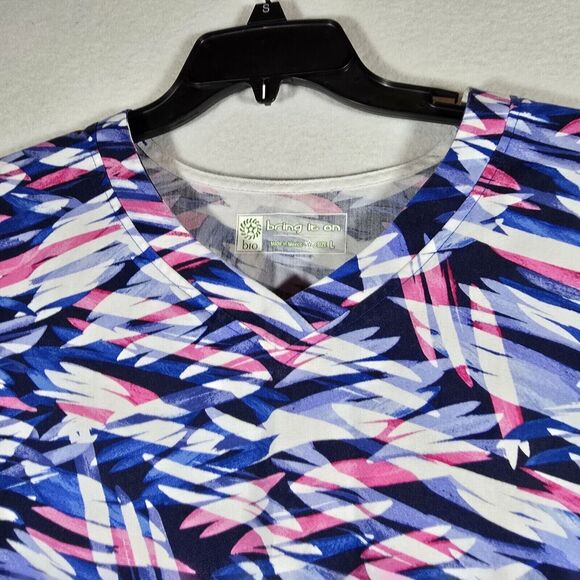 Womens Short Sleeve V Neck Scrub Top  Print Size Large - Picture 8 of 15
